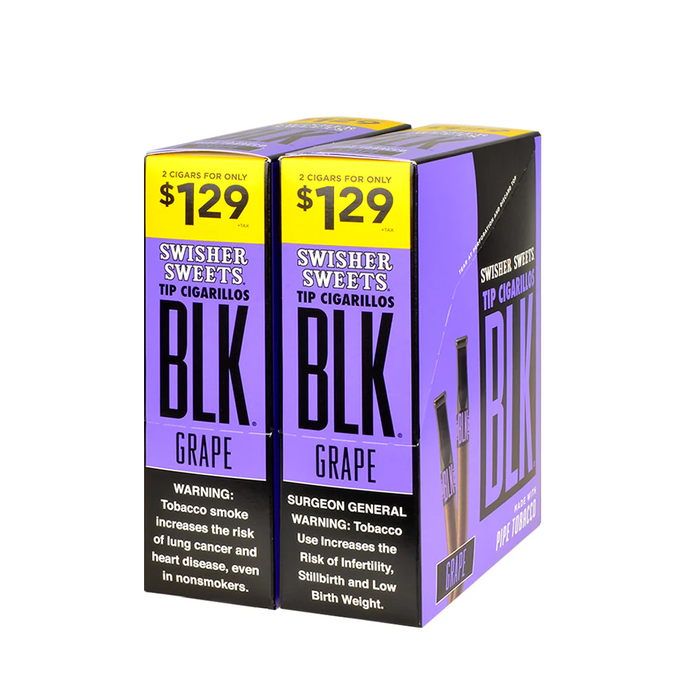 Swisher Sweets BLK Tip Cigarillos $1.29 Grape 30 pouches of 2