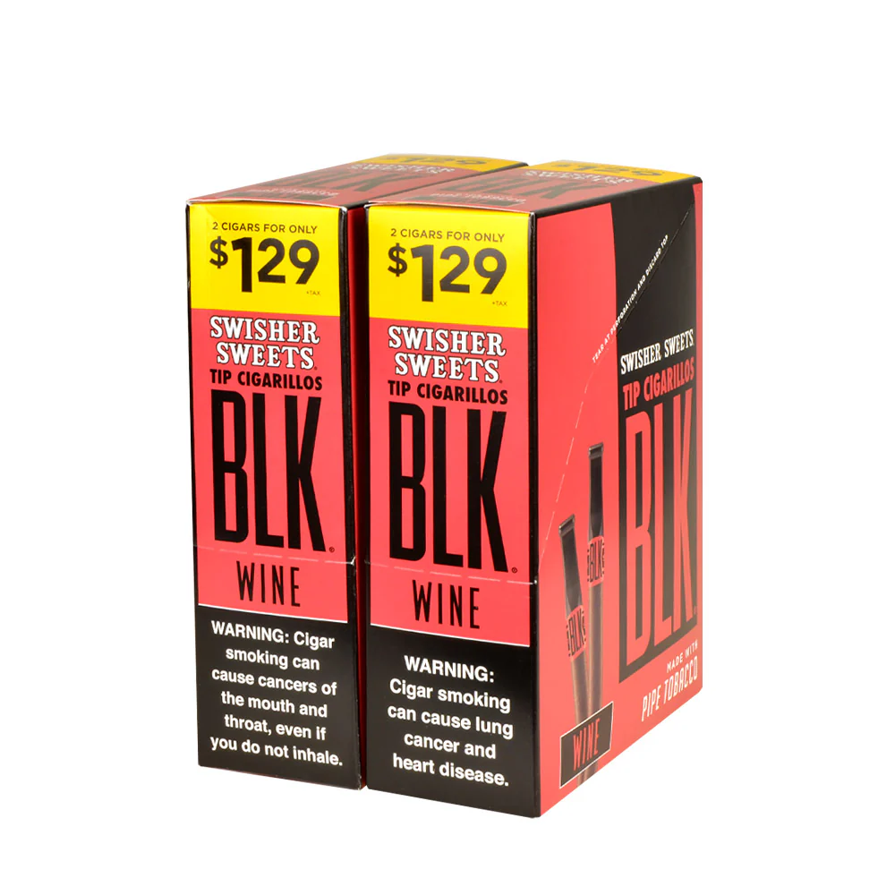 Swisher Sweets BLK Tip Cigarillos $1.29 Wine 30 pouches of 2