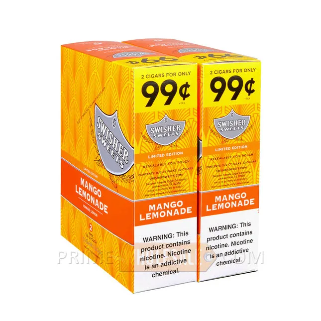 Swisher Sweets Cigarillos 99 Cent Pre Priced 30 Packs of 2 Cigars Mango Lemonade