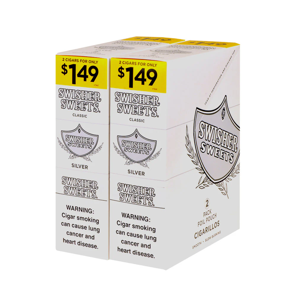 Swisher Sweets Cigarillos 1.49 Pre Priced 30 Packs of 2 Cigars Silver
