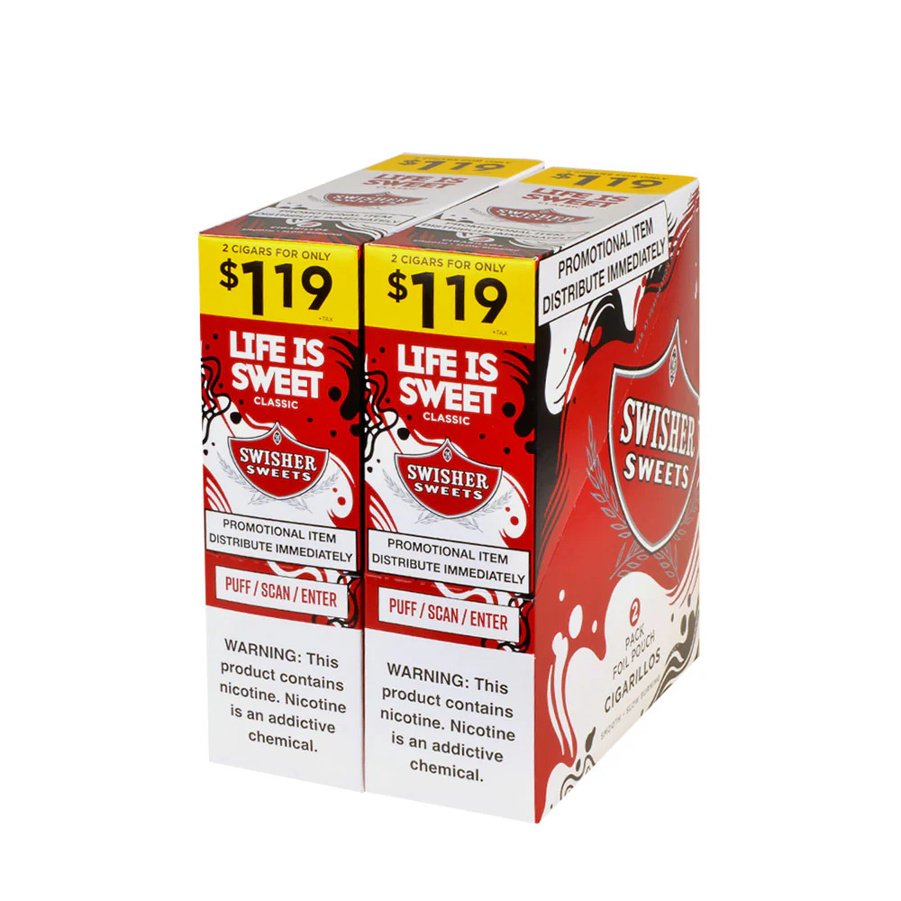 Swisher Sweets Cigarillos $1.19 Pre Priced 30 Packs of 2 Cigars Regular