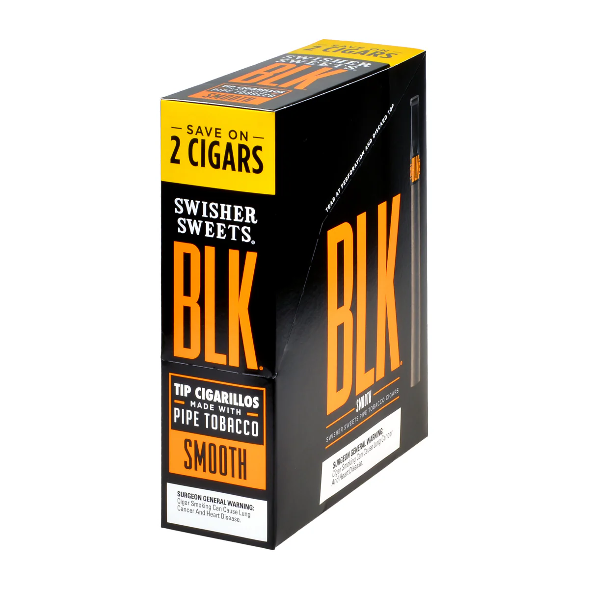Swisher Sweets BLK Tip Cigarillos 15 pouches of 2 Smooth