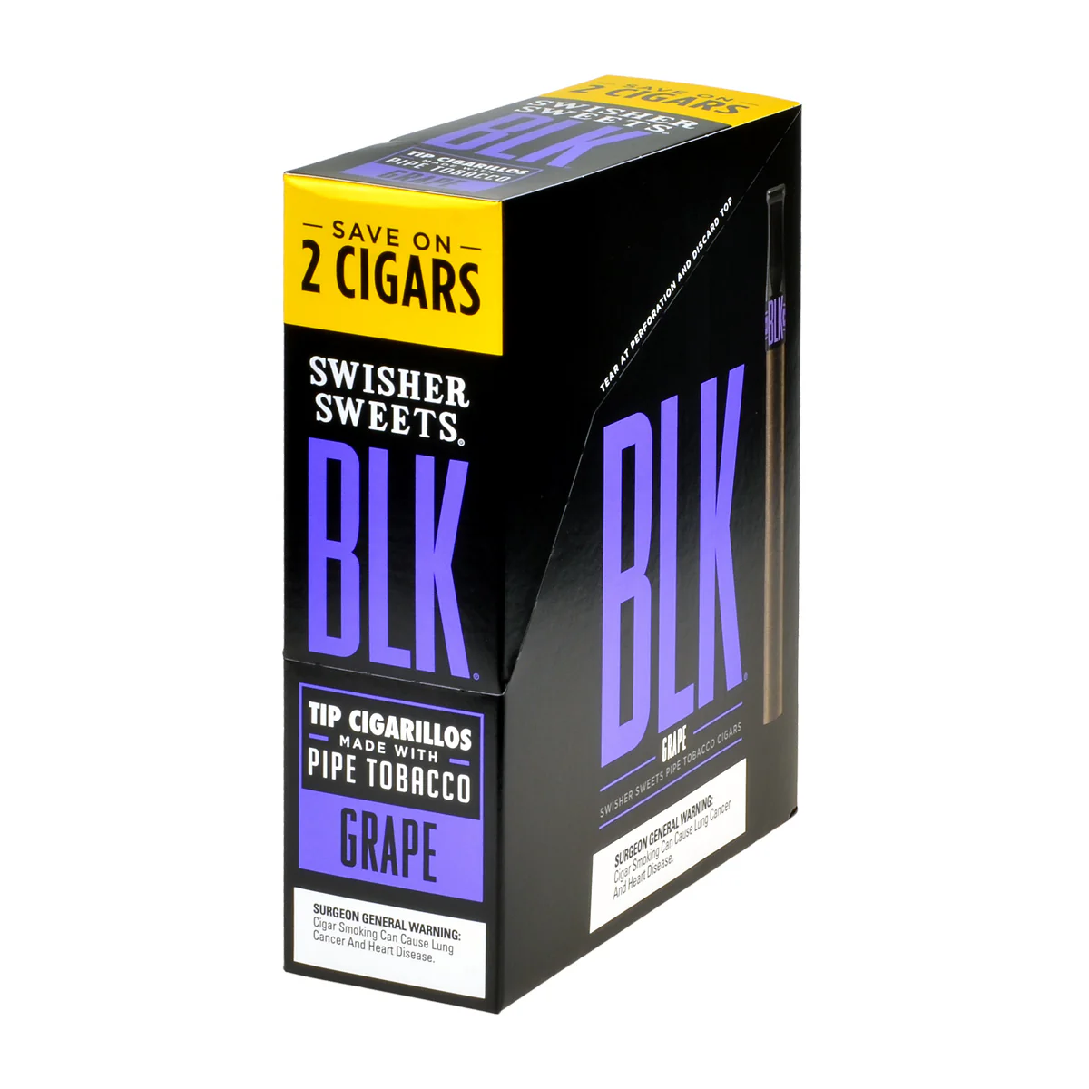 Swisher Sweets BLK Tip Cigarillos 15 pouches of 2 Grape
