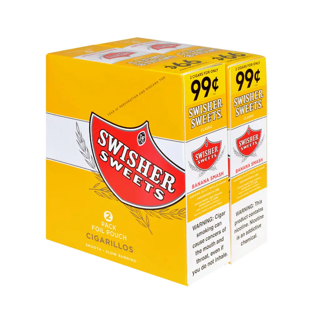 Swisher Sweets Cigarillos 99 Cent Pre Priced 30 Packs of 2 Cigars Banana Smash
