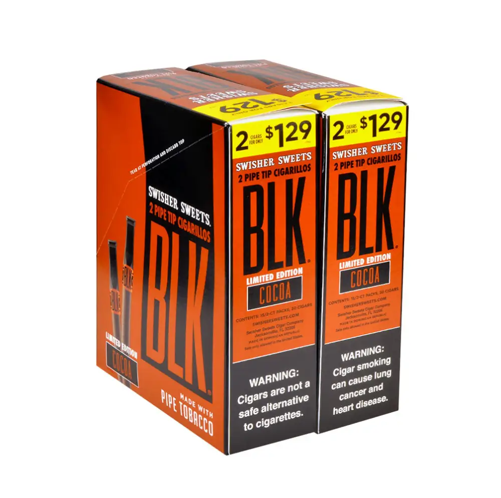 Swisher Sweets BLK Tip Cigarillos $1.29 Cocoa 30 pouches of 2